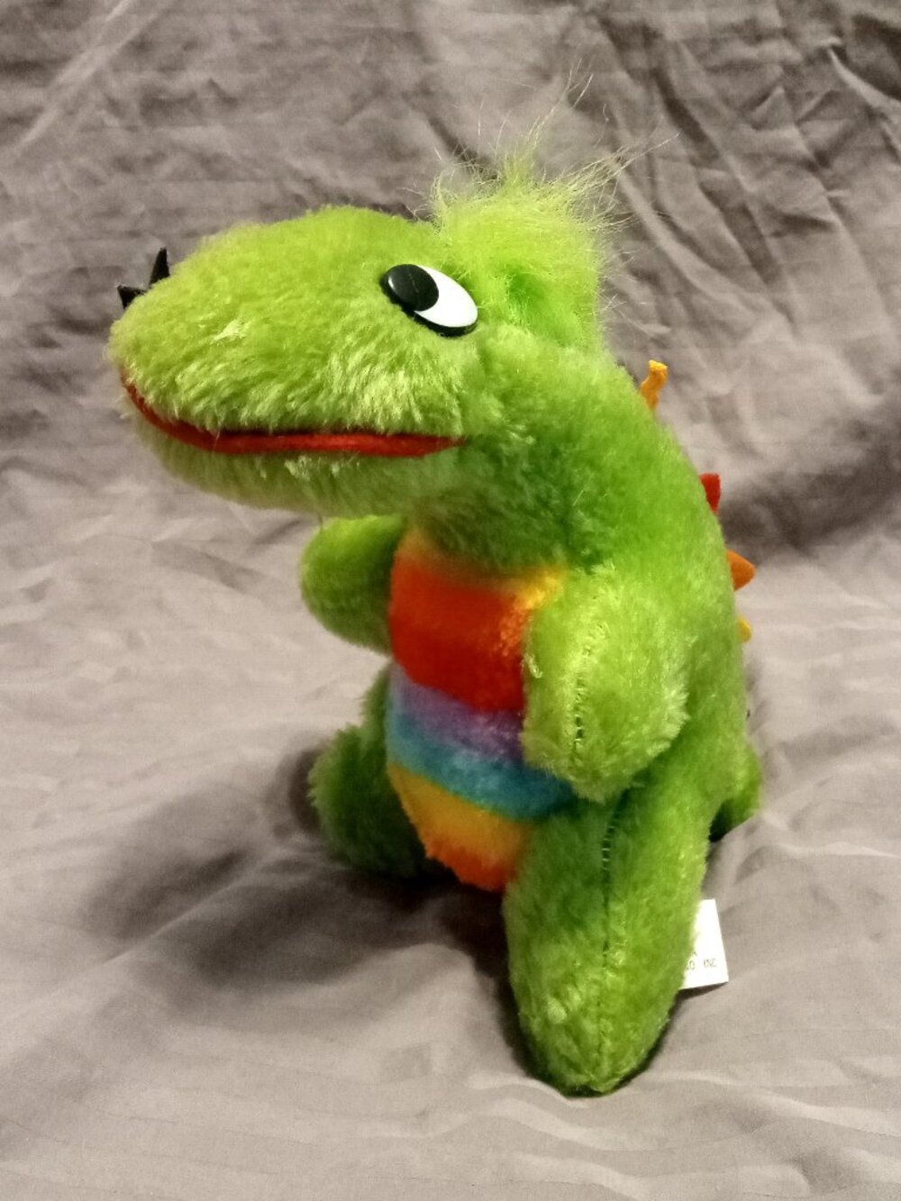 Cute Goofy Green stuffed Dragon with Rainbow Colored Accents (Nanco Toys)